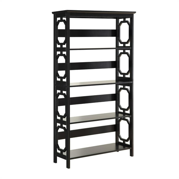 Convenience Concepts Omega Four-Shelf Bookcase in Black Wood Finish