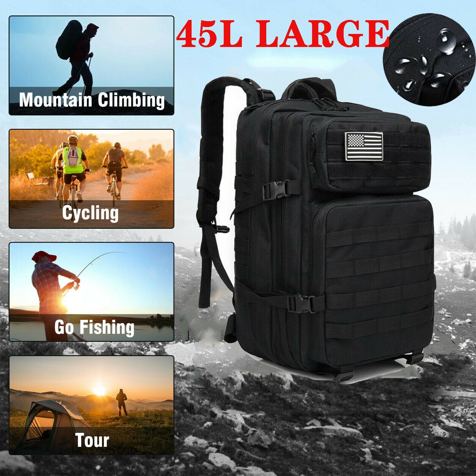 Combat Army Military Rucksack Day Pack Daypack Travel Bag 45L Surplus Digital 