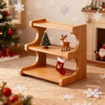 ROLKFUK Organizing Racks 3 Tier Solid Wooden Mug Rack Countertop - Transparent Base Space Saving Coffee Station Organizer for Kitchen