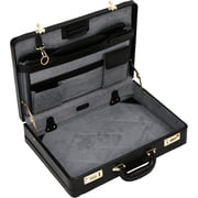 Tassia Expander Leather Attache Briefcase Black