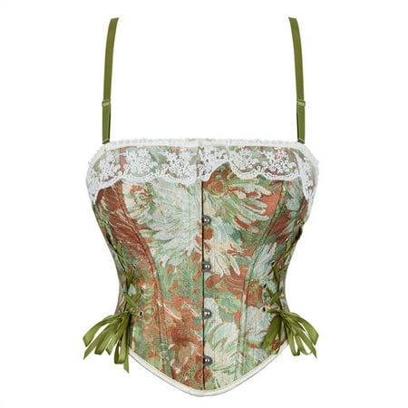 UPPADA Bodice Corset Clearance Womens Bustier Tops Plus Size Corset Top with Straps Lace up Corset Tops Mesh Bodysuit Vintage Overbust Corset Bustier Court Push up Shapewear