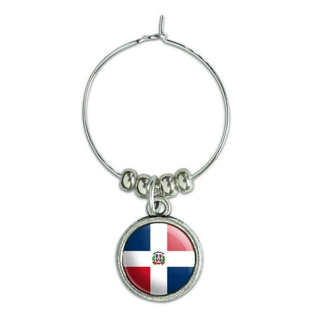 Wine Country Kitchens - The Dominican Republic National Country Flag Wine Glass Charm Drink Marker