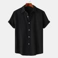 thumbnail image 2 of Turilly Mens Shirts Men Casual Solid Turndown Short Sleeve Button Closure Shirt Hawaii Blouse, 2 of 6