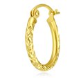 thumbnail image 5 of Wellingsale Ladies 14k Yellow Gold Polished Diamond Cut 1.5mm Hinged Hoop Earrings (15 x 15 mm), 5 of 7