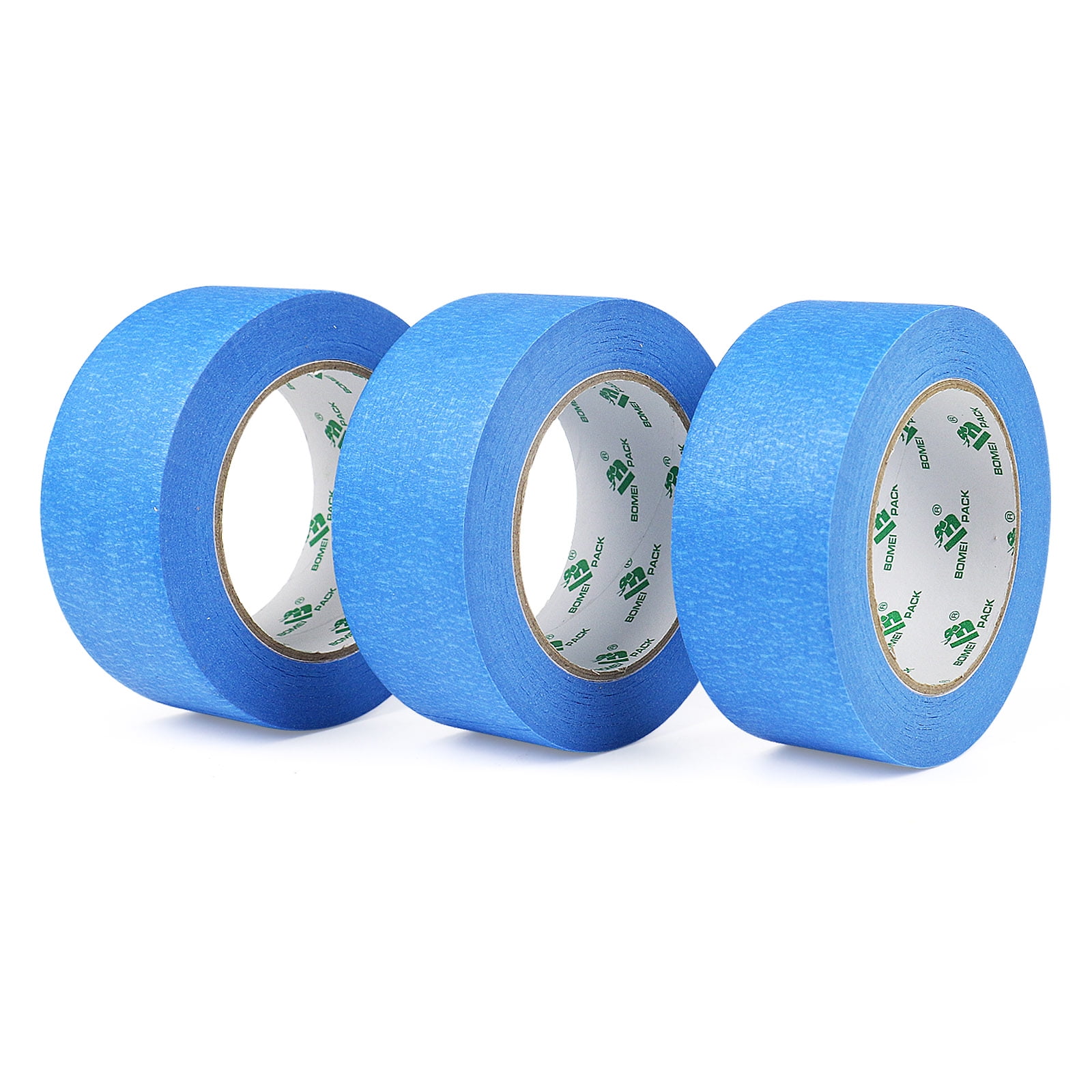 BOMEI PACK Blue Painter's Tape,3 Pack,2 IN x 55 YD,Masking Crepe Paper