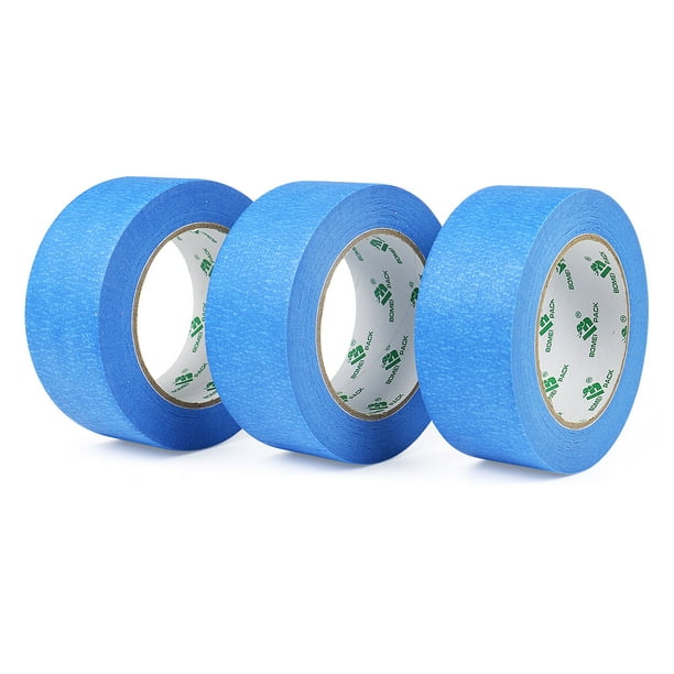 BOMEI PACK Blue Painter's Tape,3 Pack,2 IN x 55 YD,Masking Crepe Paper