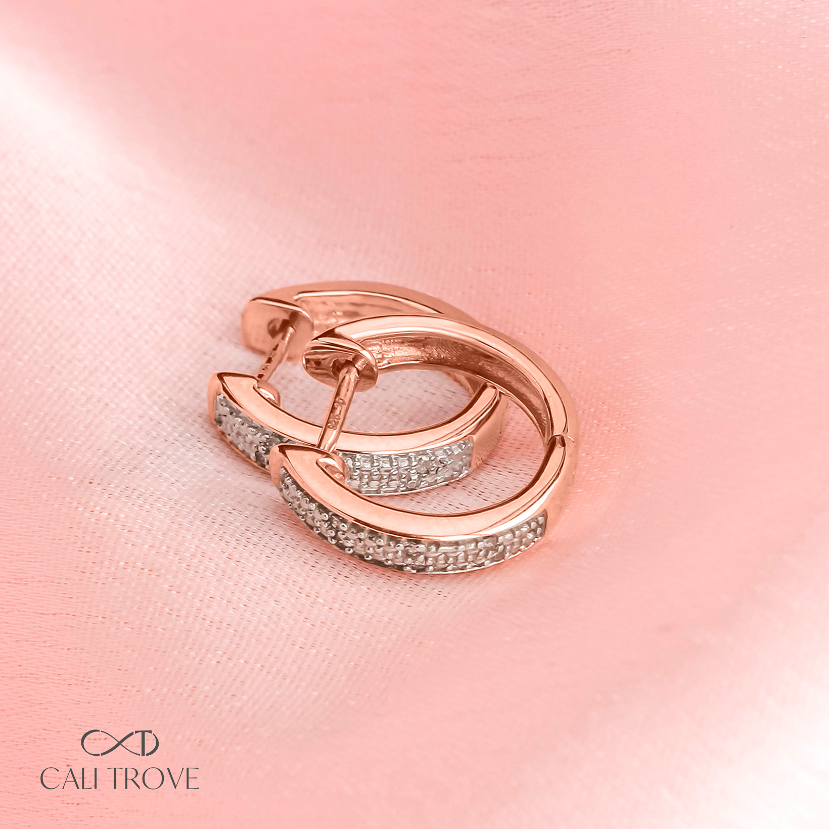 1/20 Ct, 18K Rose Gold Vermeil Diamond Hoop Earrings for Women Gold Earrings for Women