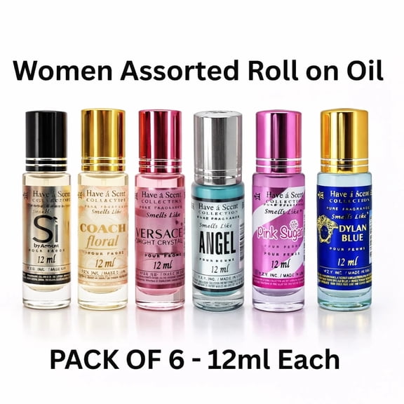 Women Assorted Roll On Body Oil 12ml 6 Pack