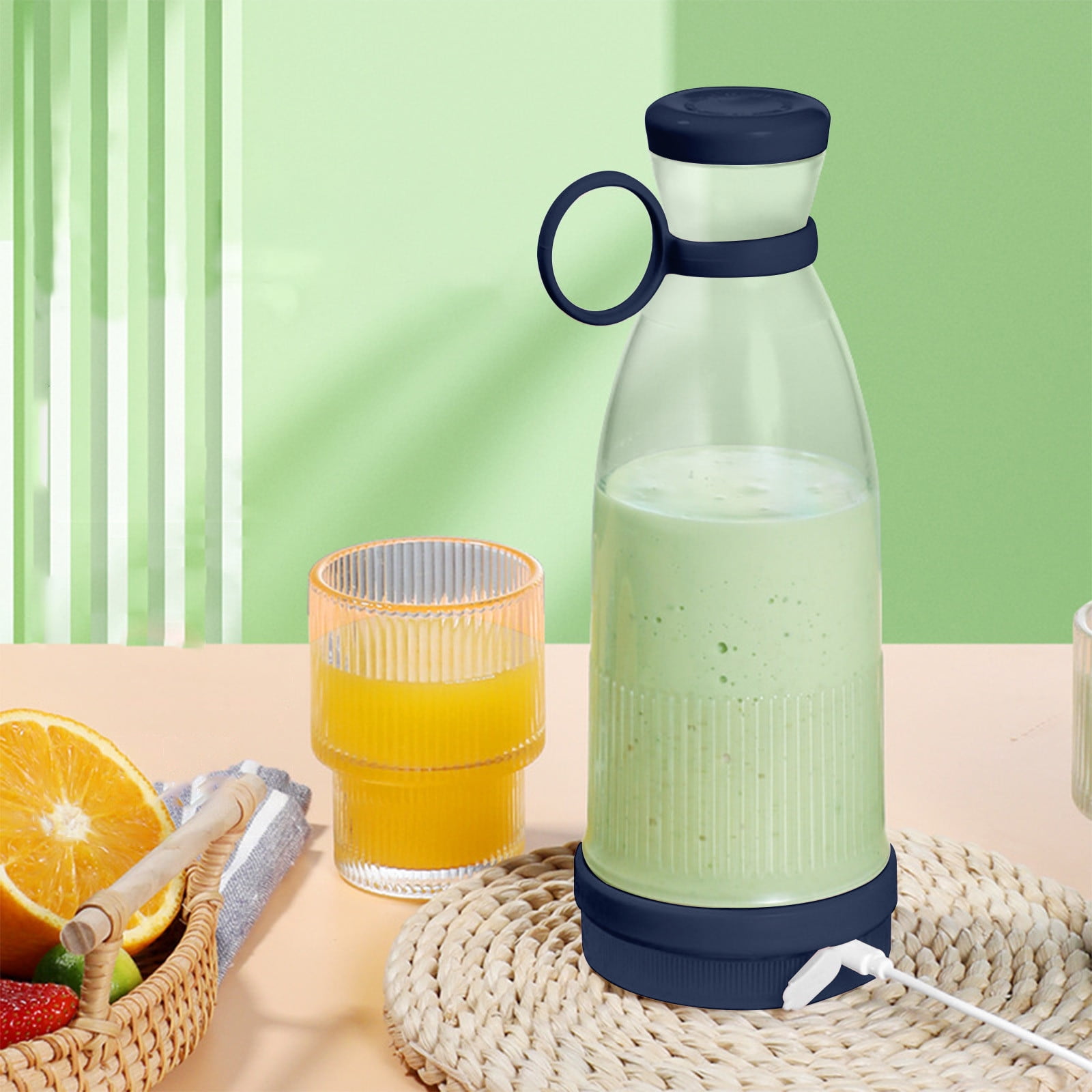 Tuphregyow Portable Blender,Personal Blender Juicer Cup,Handheld Fruit Machine,Smoothies And Shakes Blender,Usb Rechargeable With 6 Blades for Kitchen