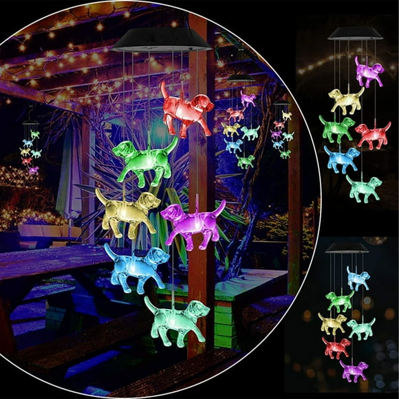 Yhmxh Solar Yard Lights Solar Lights Outdoor Waterproof Outdoor Colorful Solar Wind Chime Light LED Dog Rotating Wind Chime Light Courtyard Light Decoration Wind Chimes Outdoor Tone solar light