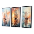 thumbnail image 3 of Designart "Minimalism Sailboat flow IX" Nautical & Beach Framed Wall Art Set Of 3 - Multi-Color Boat Sailing Frame Canvas Set For Living Room Decor, 3 of 6