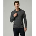 thumbnail image 2 of Real Essentials 3 Pack: Men's Cotton Henley Pullover Hoodie Casual Workout Comfort Long Sleeve Hooded Sweatshirt Big & Tall, 2 of 6
