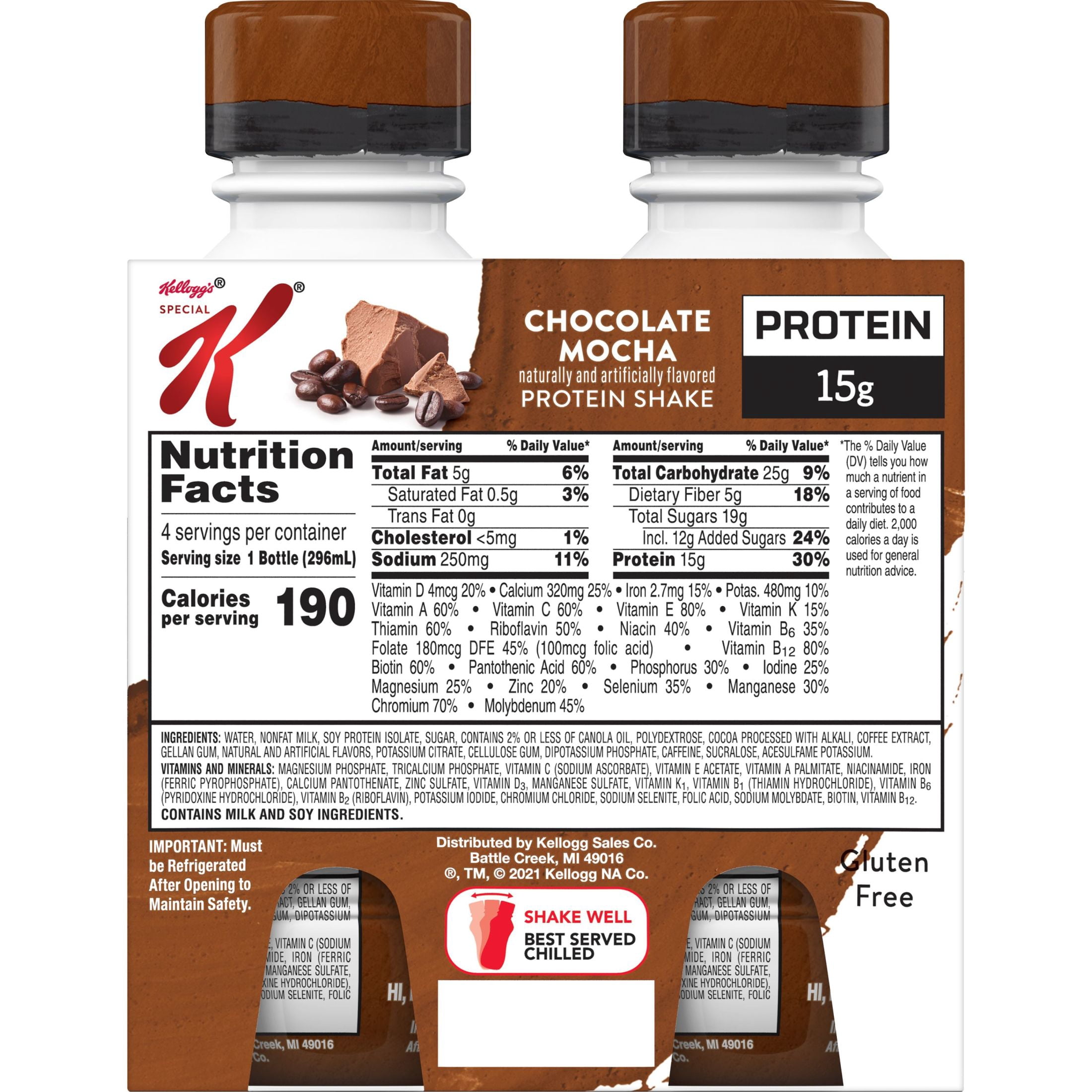 Kellogg's Special K Chocolate Mocha Protein Shakes, Gluten Free, 40 oz, 4 Count