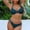 Navy, variant on Women's Solid Color Backless Strap Bikini Swimsuit with Removable Padded Bras Nylon Spandex High Cut Retro Bathing Suit for Pool Beach Vacation