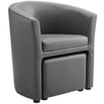 thumbnail image 3 of Pemberly Row Modern Faux Leather Armchair and Ottoman in Gray, 3 of 7