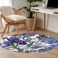 thumbnail image 4 of Round Rug 3.3Ft Washable Non-Slip, Spring Flowers Circle Area Rugs for Living Room Bedroom, Purple Hydrangea Orchid Floral Country Indoor Floor Mats Carpet Runner for Home Decor Aesthetic, 4 of 8