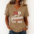 thumbnail image 2 of Evdexr 250th Anniversary Usa Shirts for Women 4th Of July V Neck T Shirt Patriotic Short Sleeve Red Blue and White Tees 1776 2026 Stars and Stripes Loose Fit Tops Khaki L, 2 of 5