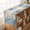 thumbnail image 6 of Flowers Leaves 90 Inch Table Runner, Farmhouse Floral Blue Green Beige Farmhouse Dresser Scarf Cotton & Linen Tablerunner for Dining/Kitchen Island/Holiday Party Décor 13" x 90", 6 of 9