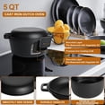 thumbnail image 3 of Olla holandesa de hierro fundido pre-sazonada, olla holandesa 2 en 1 de 5 cuartos con tapa de sartén y correa de silicona para pan, ideal para hornear pan, cocinar, guisar, freír, apta para inducción, 3 of 7