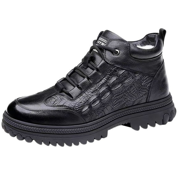 Xmyrz Snow Boots For Men Waterproof Soft Streetwear Fresh Skid Resistant Lace Up Leather Wide Calf Boots Winter Boots Mens Shoes