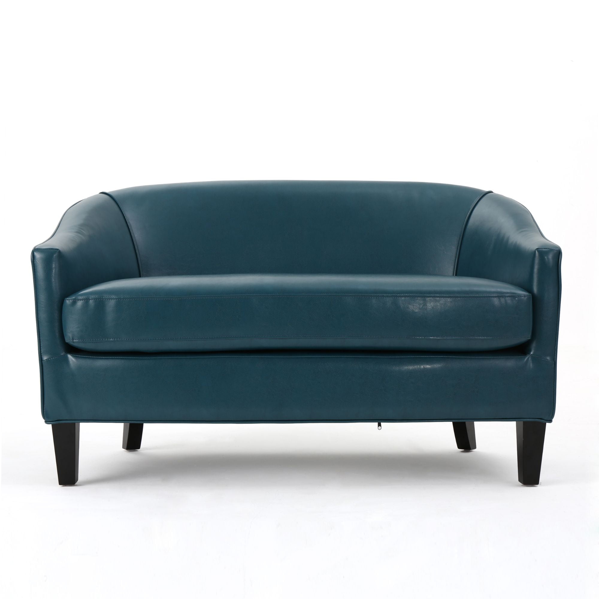 48.75" Teal Blue and Brown Contemporary Solid Loveseat