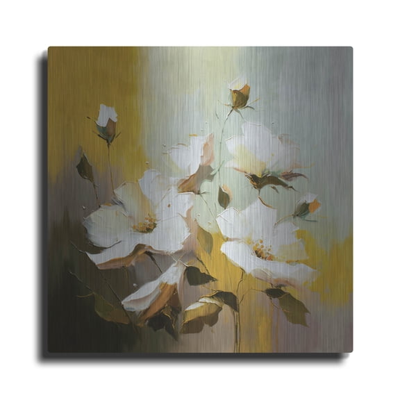 Luxe Metal Art 'Acrylic Flowers In Yellow' by Svetlana Aleynikova Metal Wall Art, 24" x 24"