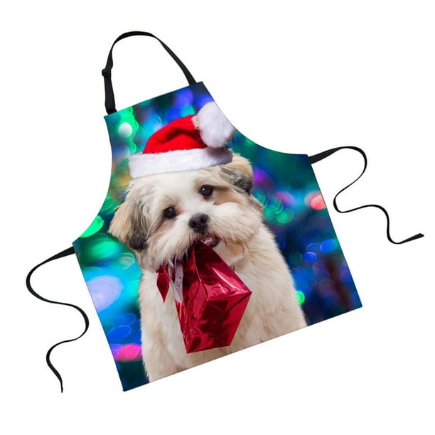 Delantal de diseño navideño, algodón, cuello ajustable, lazos en la cintura, CA5345R