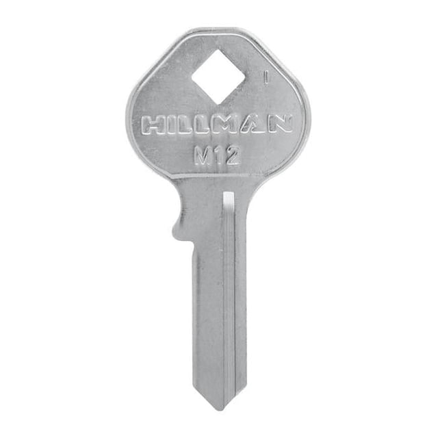 Candado universal Hillman con llave en blanco, de una cara