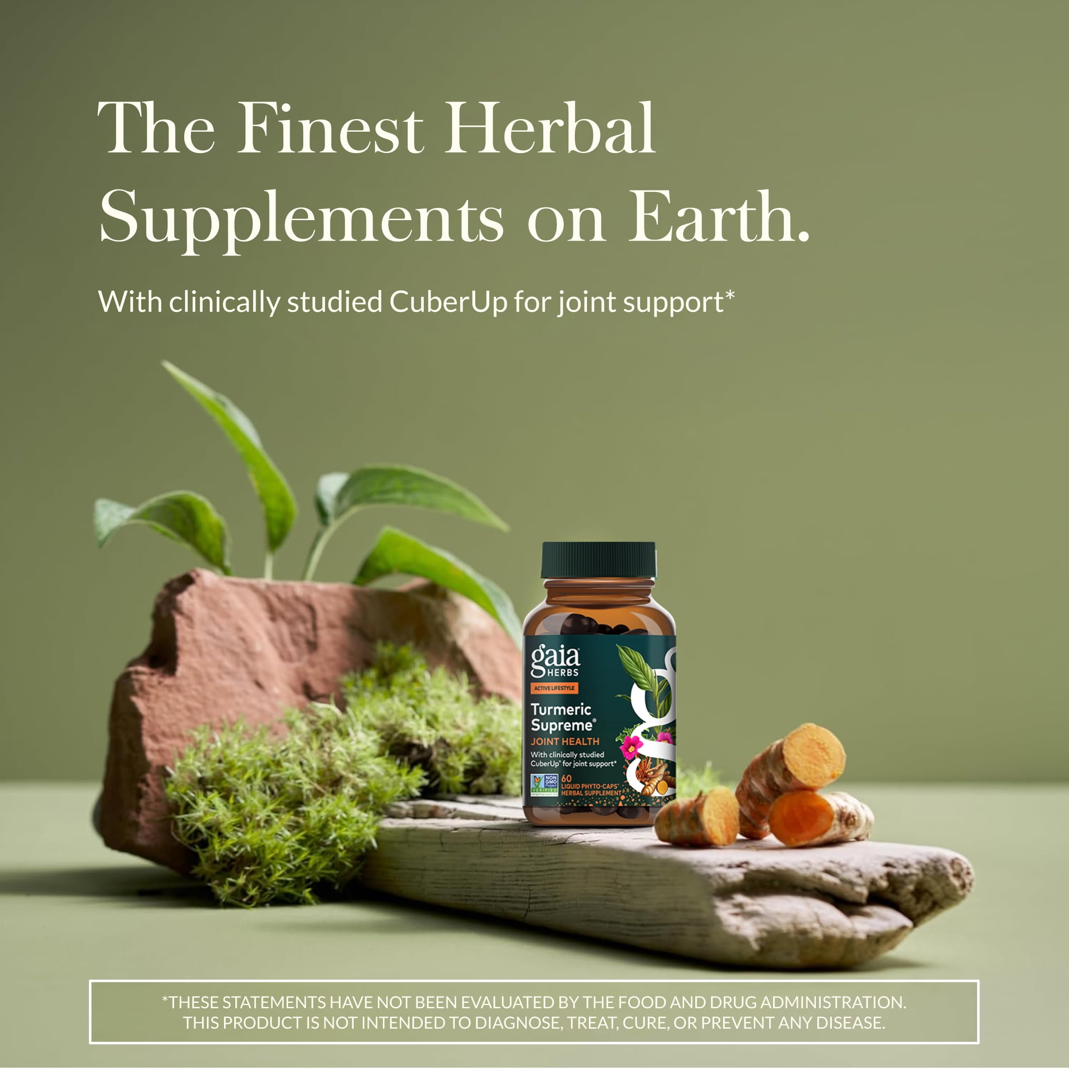 Gaia Herbs Turmeric Supreme Joint Health - Joint Support Supplement with Cucumber, Quercetin, Black Pepper, Ginger Root, Curcuminoids & More* - 60 Liquid Phyto-Caps (30 Servings)