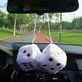 thumbnail image 4 of Pair 3” Red with White Dots Mirror Fuzzy Plush Dice,Red and White Soft Plush Car Decorative Hanging Ornament, 4 of 4