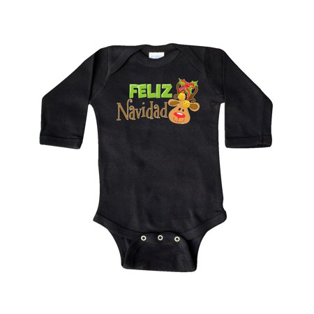 

Inktastic Christmas Feliz Navidad with Cute Reindeer Gift Baby Boy or Baby Girl Long Sleeve Bodysuit