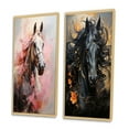 thumbnail image 3 of Designart "Vibrant Pink Equine Pink and White Horse" Horse Framed Wall Art Set Of 2 - Pink Animals Gallery Wall Frame Set For Home Decor, 3 of 7