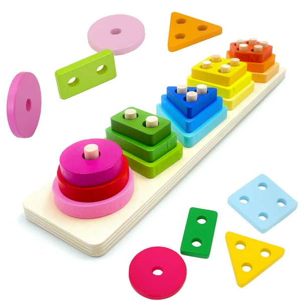 Montessori Learning Toys for 1 2 3 Year Old, Wooden Sorting and