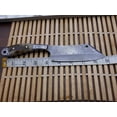thumbnail image 3 of 8.8" Long hand forged Twist pattern full tang Damascus steel Butcher Knife, Ram horn scale with bolster, thick Cow hide leather sheath, 3 of 6