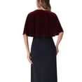 thumbnail image 3 of INSPIRE CHIC Velvet Cardigans for Women's Bell Sleeve Solid Open Front Cropped Shrug Bolero Jacket XL Dark Red, 3 of 6
