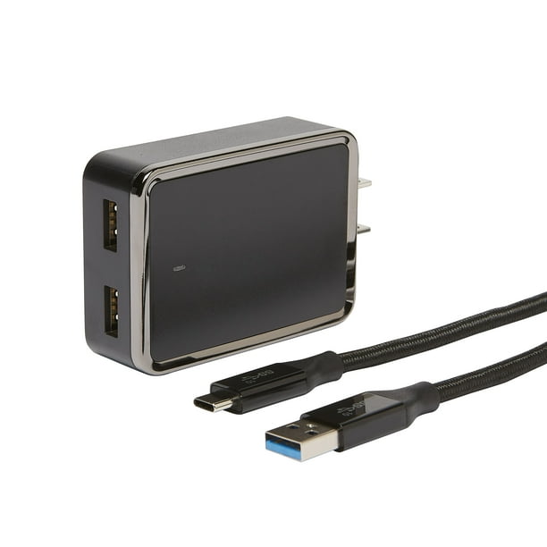 Blackweb 4.8A USB TypeC to TypeA Cable and Wall Charger Kit Walmart