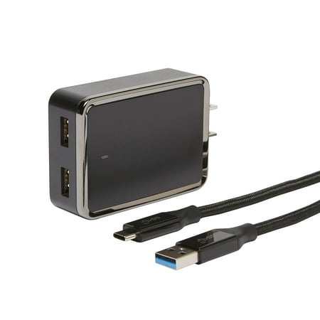 Blackweb 4.8A USB Type-C to Type-A Cable and Wall Charger Kit