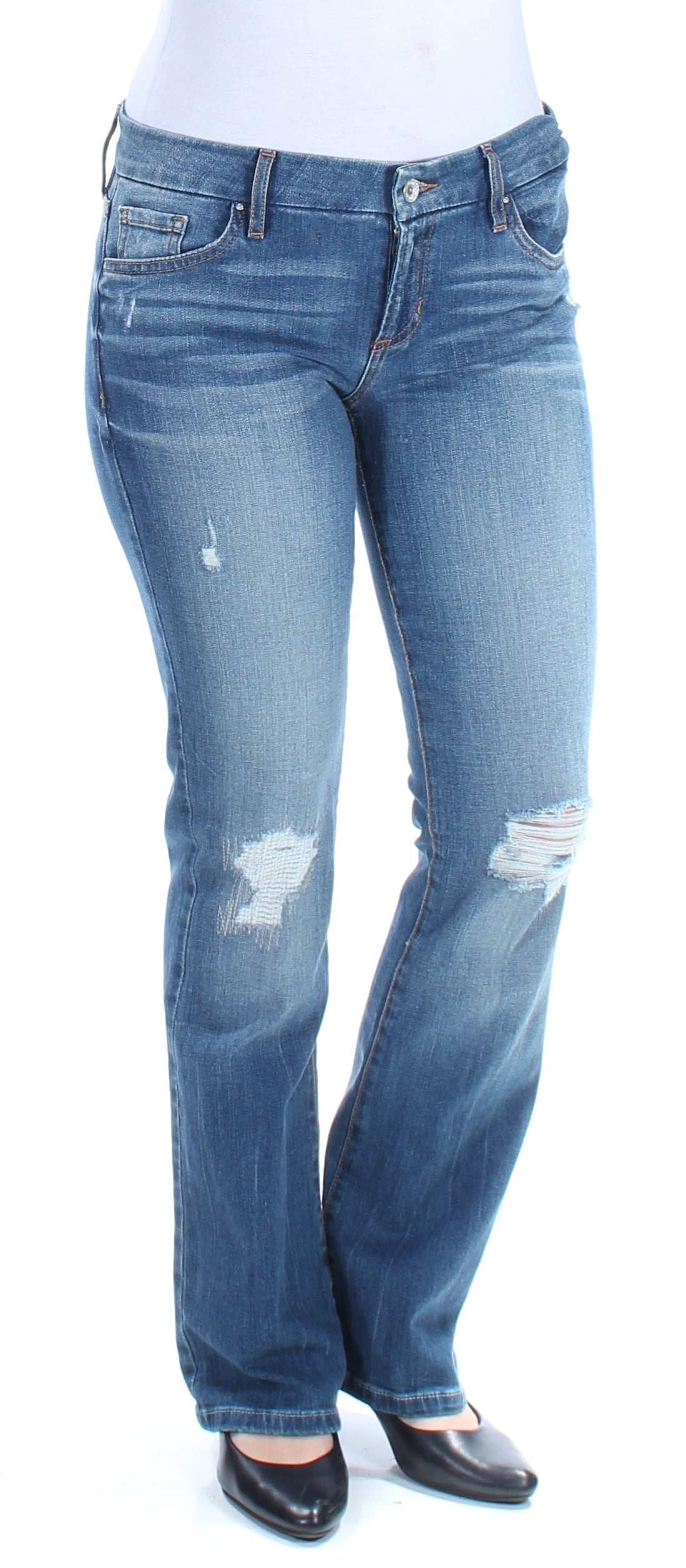Destroyed Slim Bootcut Jeans - Walmart 
