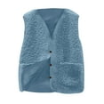 thumbnail image 2 of Nwiuh Girls' Boys Sherpa Fleece Vest Sleeveless Jacket Outwear Lightweight Solid Color Cute Jacket with Pockets (Sky Blue, 5-6 Years), 2 of 7