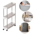 thumbnail image 3 of 3 Capas Rack Almacenamiento Estrecho Con Organizador Ruedas para Baño Doméstico () Blanco, 3 of 9