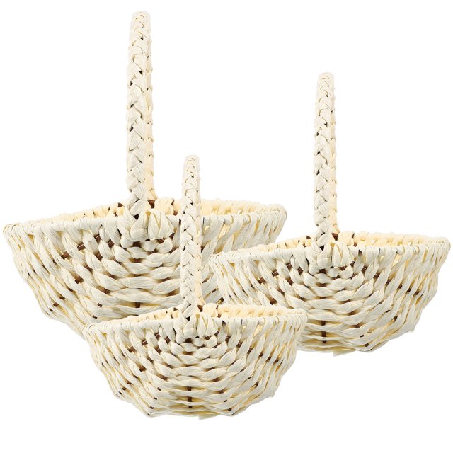 YSNOOWE 3Ud Cesta Tejida A Mano Con Asa Color Beige Para Almacenar Y