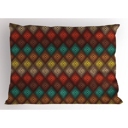 - Geometric Pillow Sham Tribal Primitive Abstract Folk Dots Forming Diamond Forms Ethnic Artsy Pattern, Decorative Standard Size Printed Pillowcase, 26 X 20 Inches, Multicolor, by Ambesonne