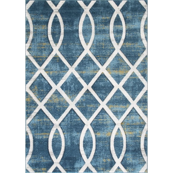 Allstar Rugs Blue Thunder Modern & Contemporary Rectangular Accent Rug