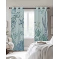 thumbnail image 3 of Marine Life Blackout Curtains for Bedroom Living Room, Starfish Coral Blue Shell Ocean Summer Green 84 In Long Thermal Insulated Room Darkening Drapes Grommet Window Treatments, 42 x 84 In, 3 of 9