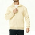 thumbnail image 3 of USNSM Men's Winter Fall Fleece Full Zip Up Sweatshirt Solid Color Casual Lightweight Long Sleeve Mock Neck Jackets with Pocket Beige XXL, 3 of 8
