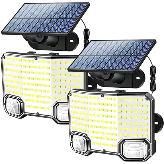 Solar Outside Lights, 2 Pack 4000LM Motion Sensor Solar Lights with Remote Control, Solar Security Wall Lights for Patio, Yard, House, Garage