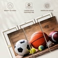 thumbnail image 6 of Elephant Stock Sports Balls Wall Art - Horizontal Multi Panel Canvas - Teenager Wall Decor - Sports Multi Panel - Beige And Orange Decor - 38" x 24", 6 of 8
