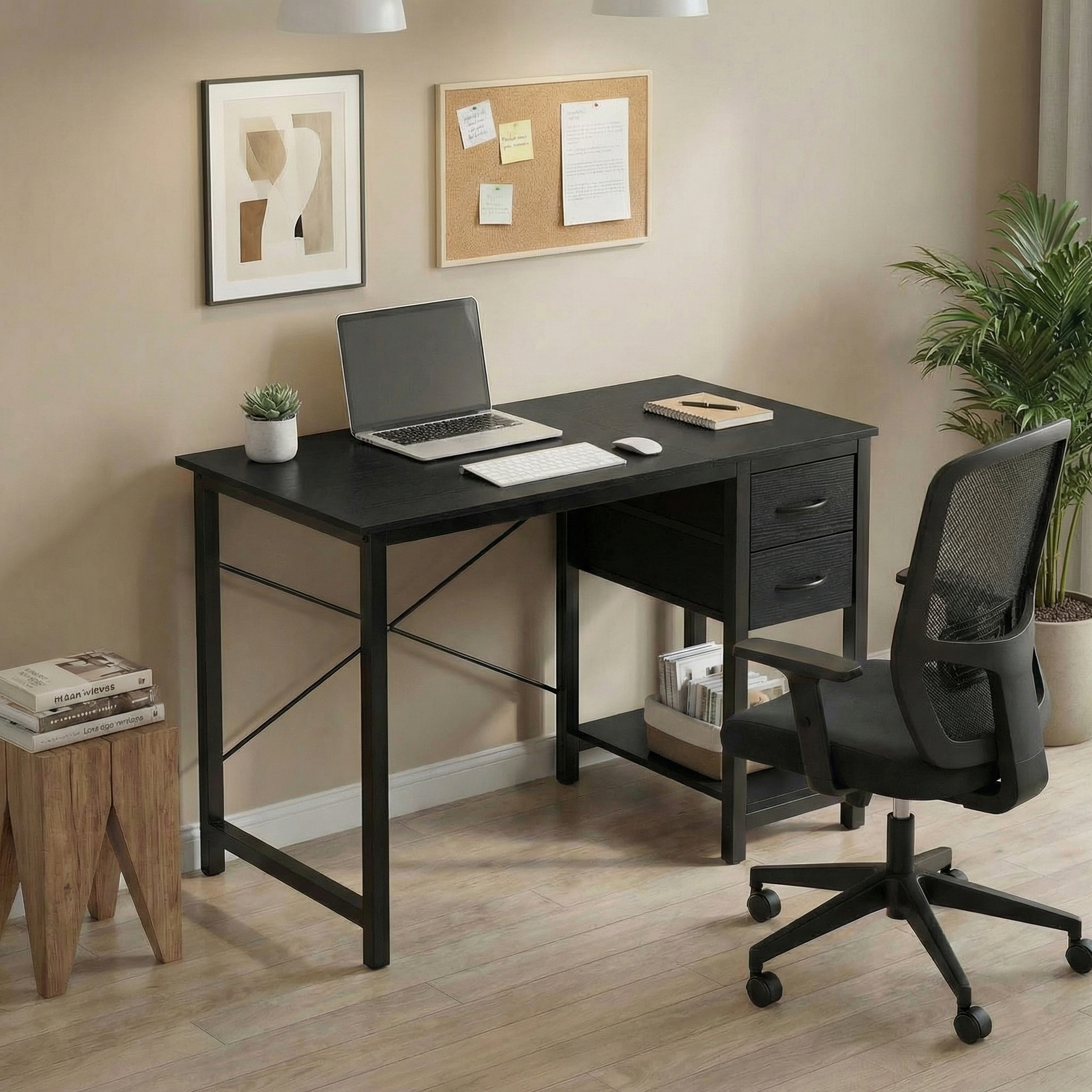 Concetta 40 Inch Computer Desk With Drawers, Black photo 6