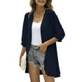 thumbnail image 2 of Baberdicy Long Cardigans for Women Trendy Women Casual Cardigan Three Quarter Sleeve Open Front Lightweight Dots Cardigan Draped Ruffles Cardigan Cardigan Sweaters for Women Dark Blue L, 2 of 7