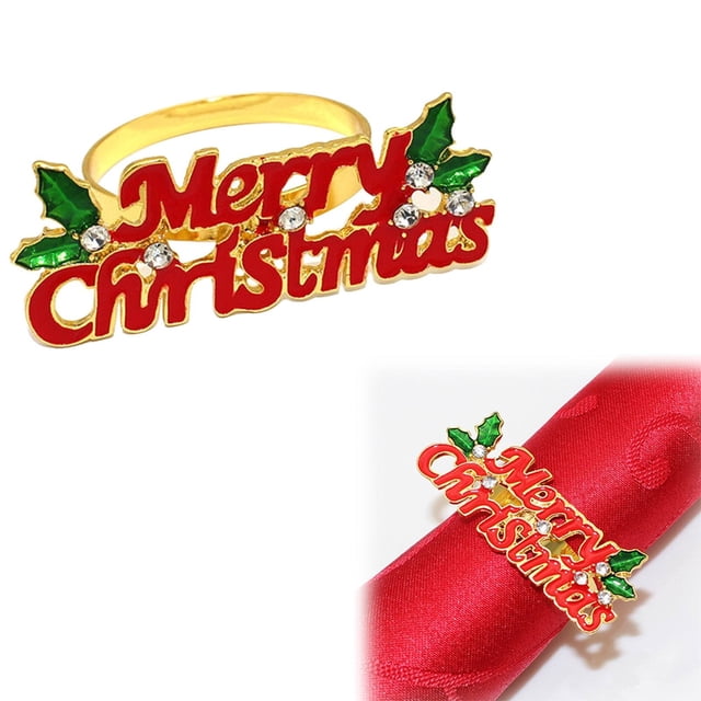 Christmas Decor Event & Party Christmas Decorations Christmas Napkin Rings Deer Wreath Pattern Napkin Ring Holders Decorative Metal Holder For Table Holiday Dinner Home Party Balloon